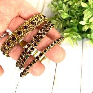 4 bangle bracelets festival ready boho rhinestone